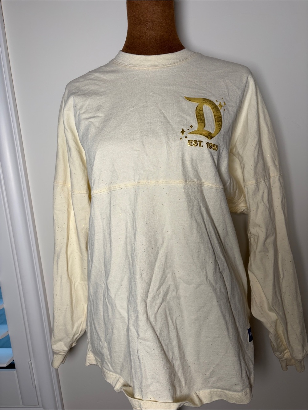 Disney Cream Long Sleeve Pullover with Gold 'D' Logo